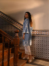 Anisa Kurta with Round Hem Organza PAnel Pants Denim