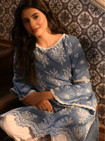 Anisa Kurta with Round Hem Organza PAnel Pants Denim