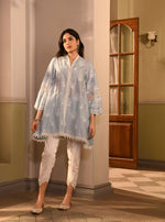 Azara Kurta with Border white Dhoti Pants Blue Kimia Dupatta