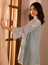 Azara Kurta with Border white Dhoti Pants Blue Kimia Dupatta