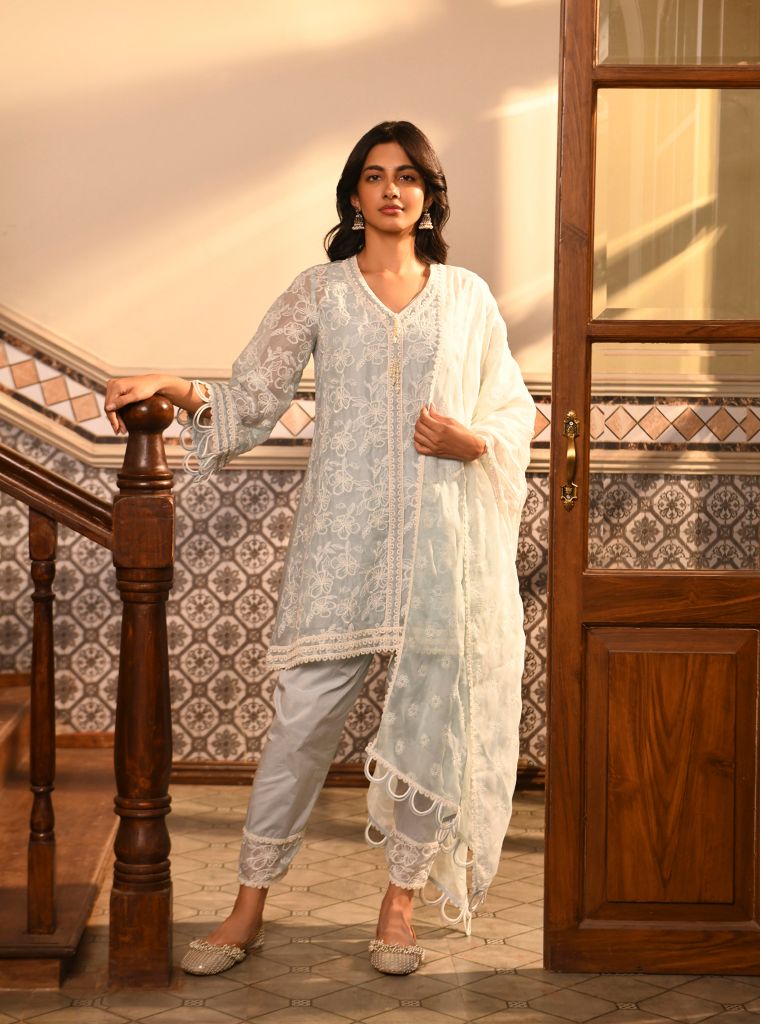 Alma Set Light Blue Dupatta