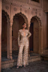CHAMPAGNE GOLD FULL EMBROIDERED JUMPSUIT