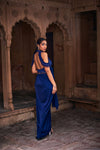 DARK BLUE EMBROIDERED SAREE SET