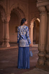 BLUE THIKRI PRINT & HIGHLIGHTED JACKET SET