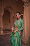 SAGE GREEN THIKRI PRINT & HIGHLIGHTED SAREE SET