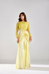 PASTEL YELLOW FLORAL & GEOMETRIC COMBIINED MIX PANTS SAREE