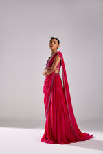 FUSCHIA PINK MULTI COLOR SKIRT SAREE