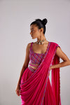 FUSCHIA PINK MULTI COLOR SKIRT SAREE