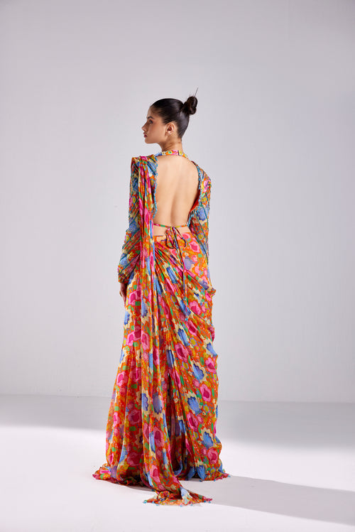 RUST FLORAL SAREE