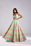 SEAGREEN EMBROIDERY HIGHLIGHTED  EMBROIDERED LEHENGA