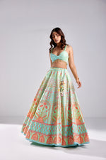 SEAGREEN EMBROIDERY HIGHLIGHTED  EMBROIDERED LEHENGA