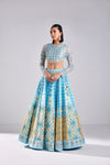 POWDER BLUE TILE PRINT LEHENGA