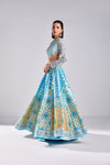 POWDER BLUE TILE PRINT LEHENGA