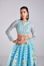 POWDER BLUE TILE PRINT LEHENGA