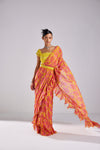 YELLOW WAVE SAREE AND BELT