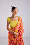 YELLOW WAVE SAREE AND BELT