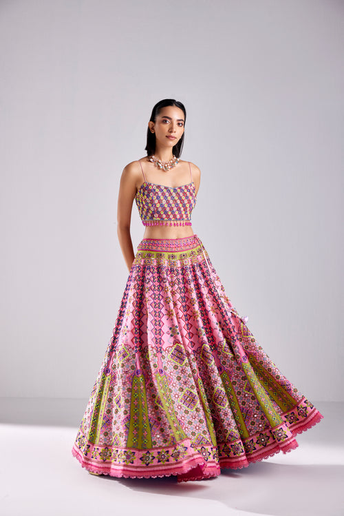 ONION PINK MULTI COLOR LEHENGA