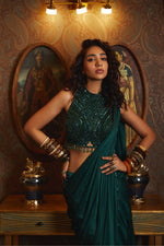 EMERALD GREEN SHARARA PANT SAREE SET