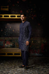 Dark Blue Embroidered Kurta & Pants