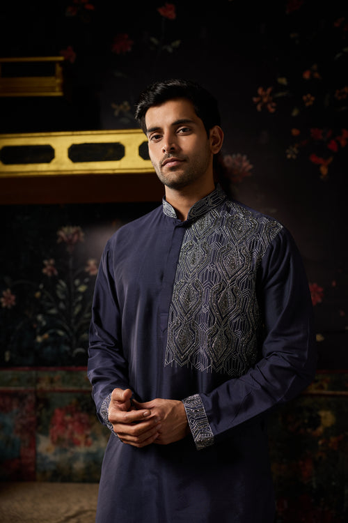 Blue Embroidered Kurta & Pants