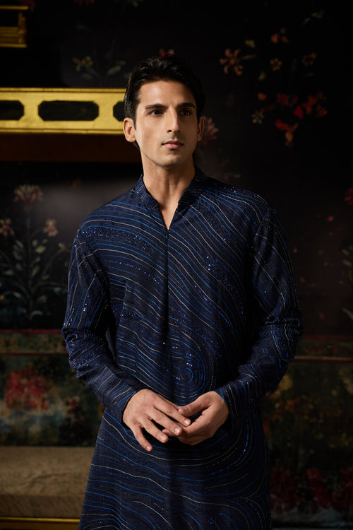 Blue Embroidered Kurta With Pants