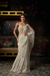 Silver Fully Embroidered Mermaid Skirt Saree Set