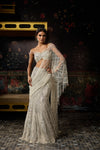 Silver Fully Embroidered Mermaid Skirt Saree Set