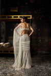 Silver Fully Embroidered Mermaid Skirt Saree Set
