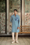 Blue Print & Highlighted Kurta & Pants