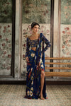 Blue Floral Printed Skirt Saree Set