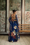 Blue Floral Printed Skirt Saree Set