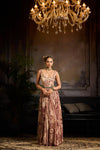 Beige & Maroon Print and Highlighted Dress