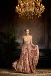 Beige & Maroon Print and Highlighted Dress