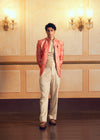 Classic Coral Jacquard Banarasi Men's Jacket Set