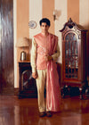 Coral Jacquard Banarasi Men's Jacket Set