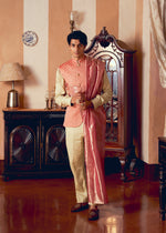 Coral Jacquard Banarasi Men's Jacket Set