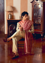 Coral Jacquard Banarasi Men's Jacket Set