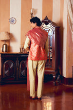 Coral Jacquard Banarasi Men's Jacket Set