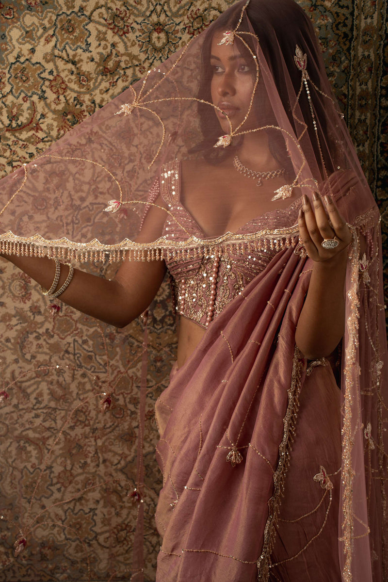 Dusty Rose Saree