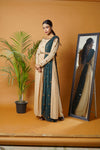 Beige anarkali suit and waistbelt with green dupatta