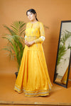 Mustard kurti with bustier ,skirt and dupatta