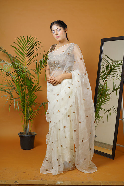 Off white saree set