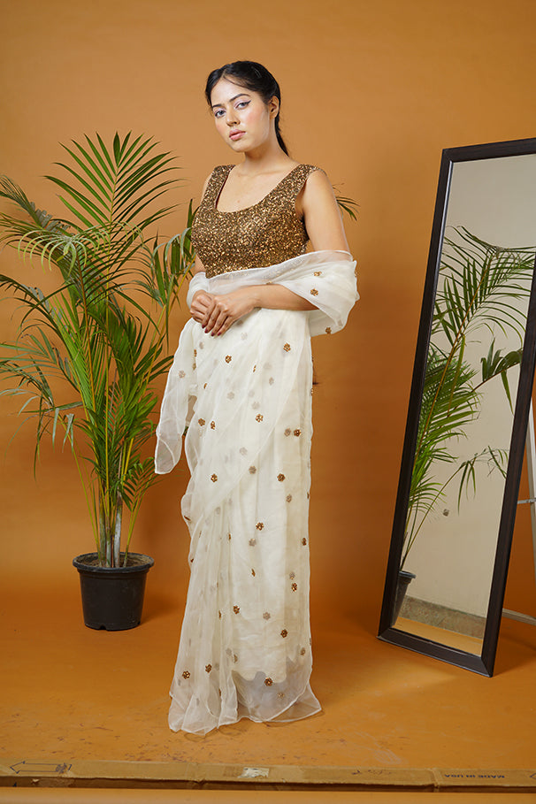 Off white saree set