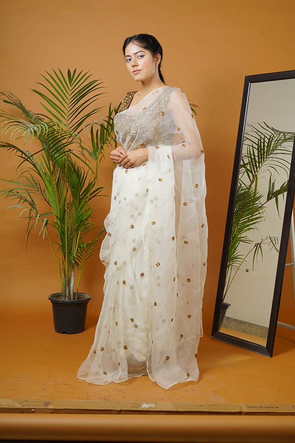 Off white saree set