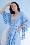 ICE FLY PRINTED HIGH LOW DRESS WITH KAFTAN SLEEVES