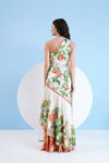 EXOTIC LILY PRINTED ONE SHOULDER TIERED DRESS