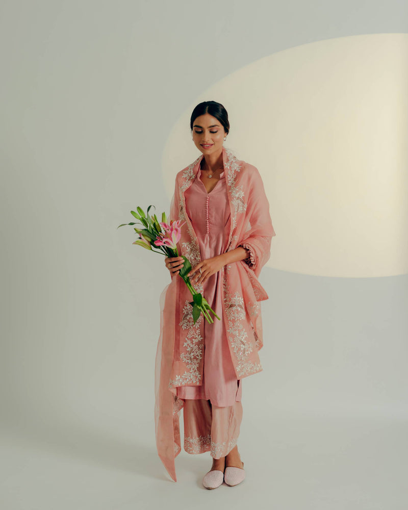 Kurta & pants- Chanderi silk-Dupatta- Organza