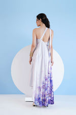 LILAC BAUHINIA PRINTED ONE SHOULDER HIGH LOW KAFTAN DRESS