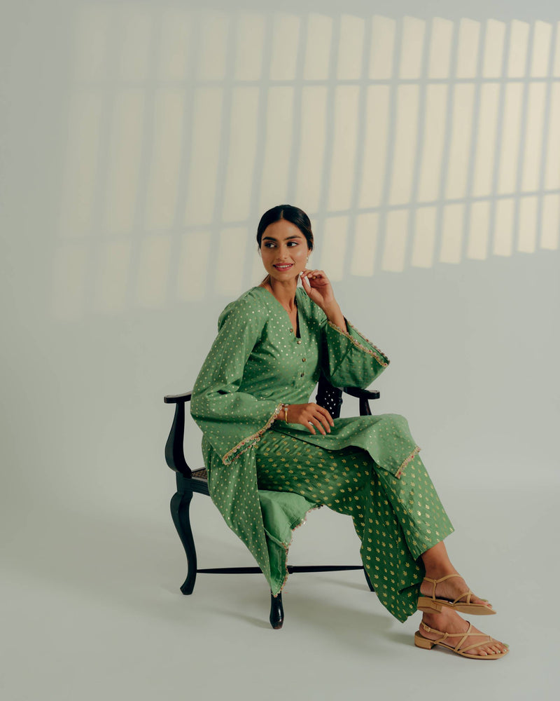 Kurta- chanderi-Pants- silk mul