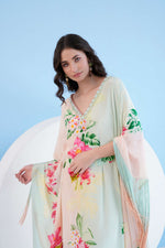 TROPICAL MIST PRINTED KAFTAN WITH FRINGE DETAIL